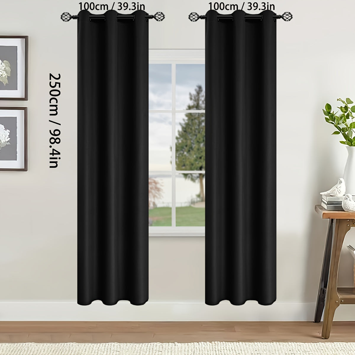 Rideaux occultants thermiques avec œillets pour salon et chambre - 2 panneaux