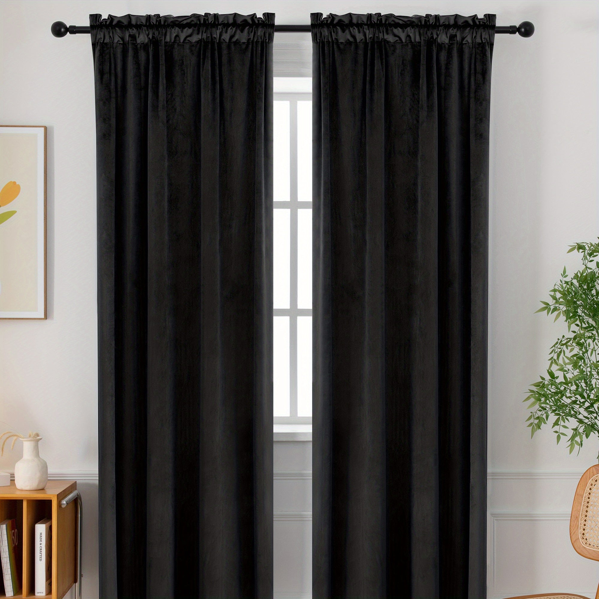 Rideau velours thermique et tamisant en polyester pour chambre et salon