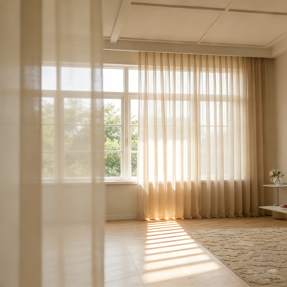 Voilage tamisant effet lin pour salon et chambre