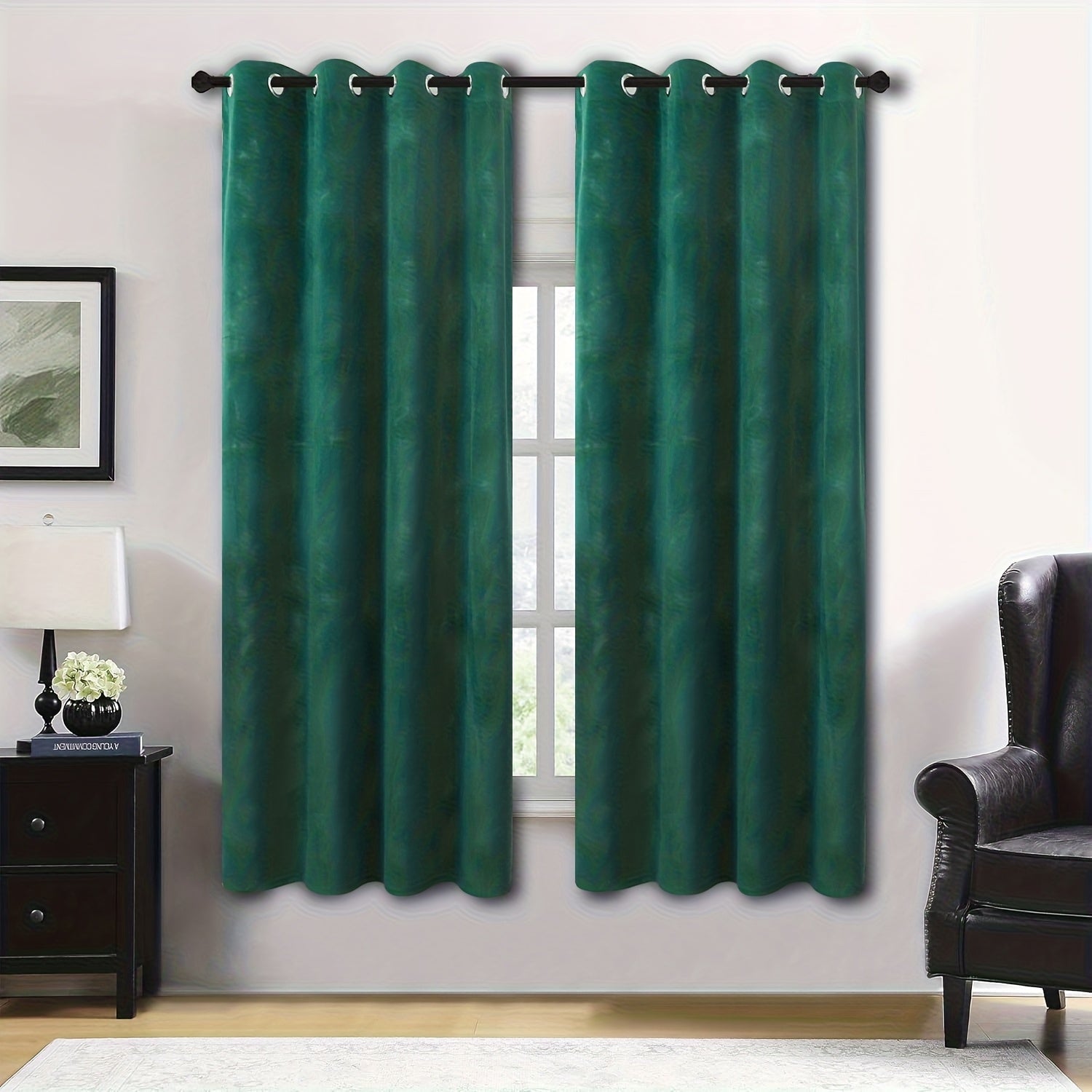 Rideaux velours tamisants unis en polyester avec œillets (2 panneaux)