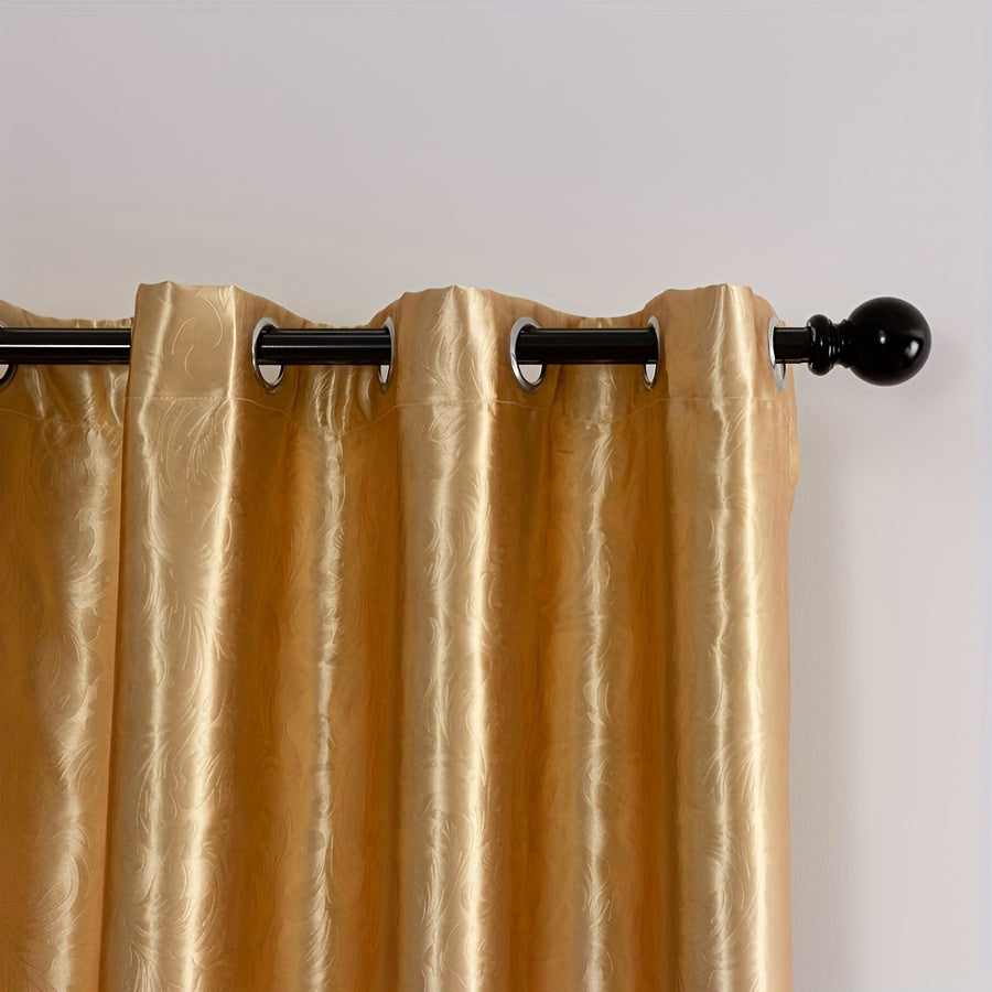 Rideaux occultants satin doré en polyester pour salon et chambre (2 panneaux)
