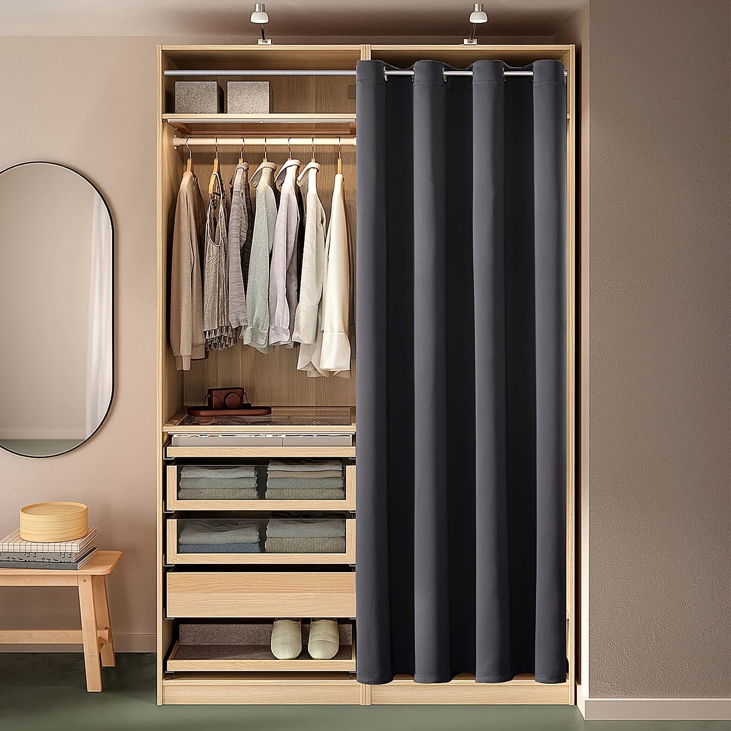 Rideau occultant thermique pour porte et placard – 1 panneau avec œillets