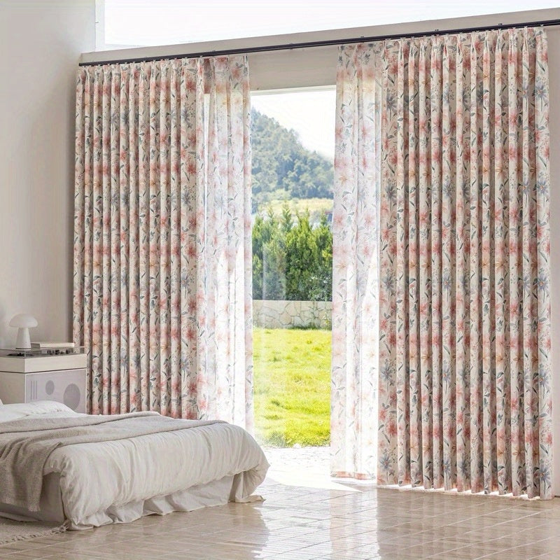 Rideau occultant en chenille jacquard floral style campagne française