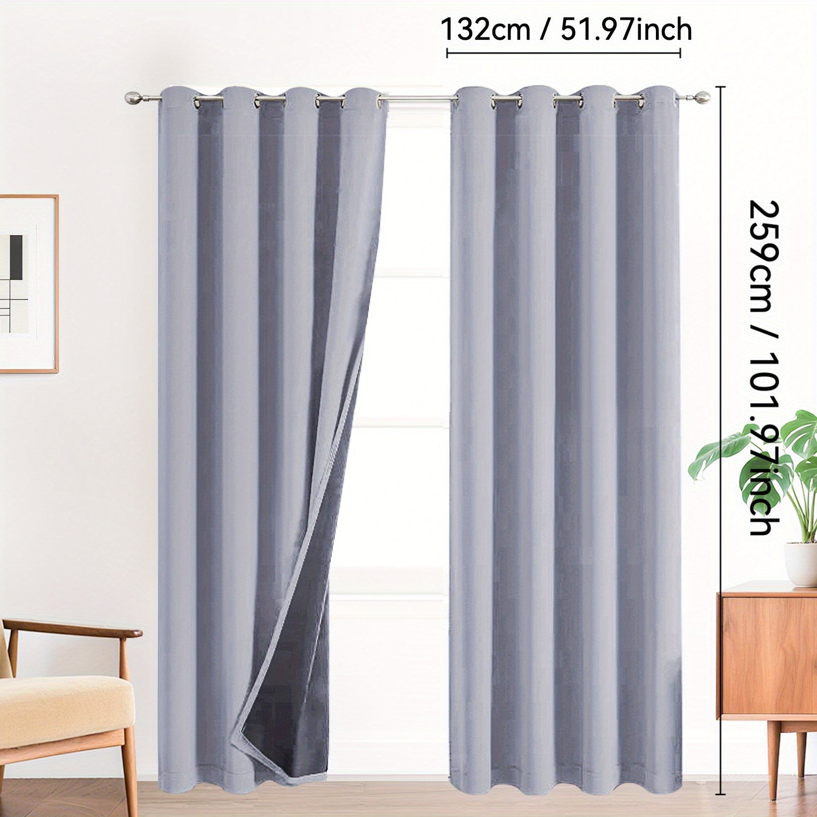 Rideaux occultants 100 % blackout à œillets – lot de 2 panneaux pour chambre et salon