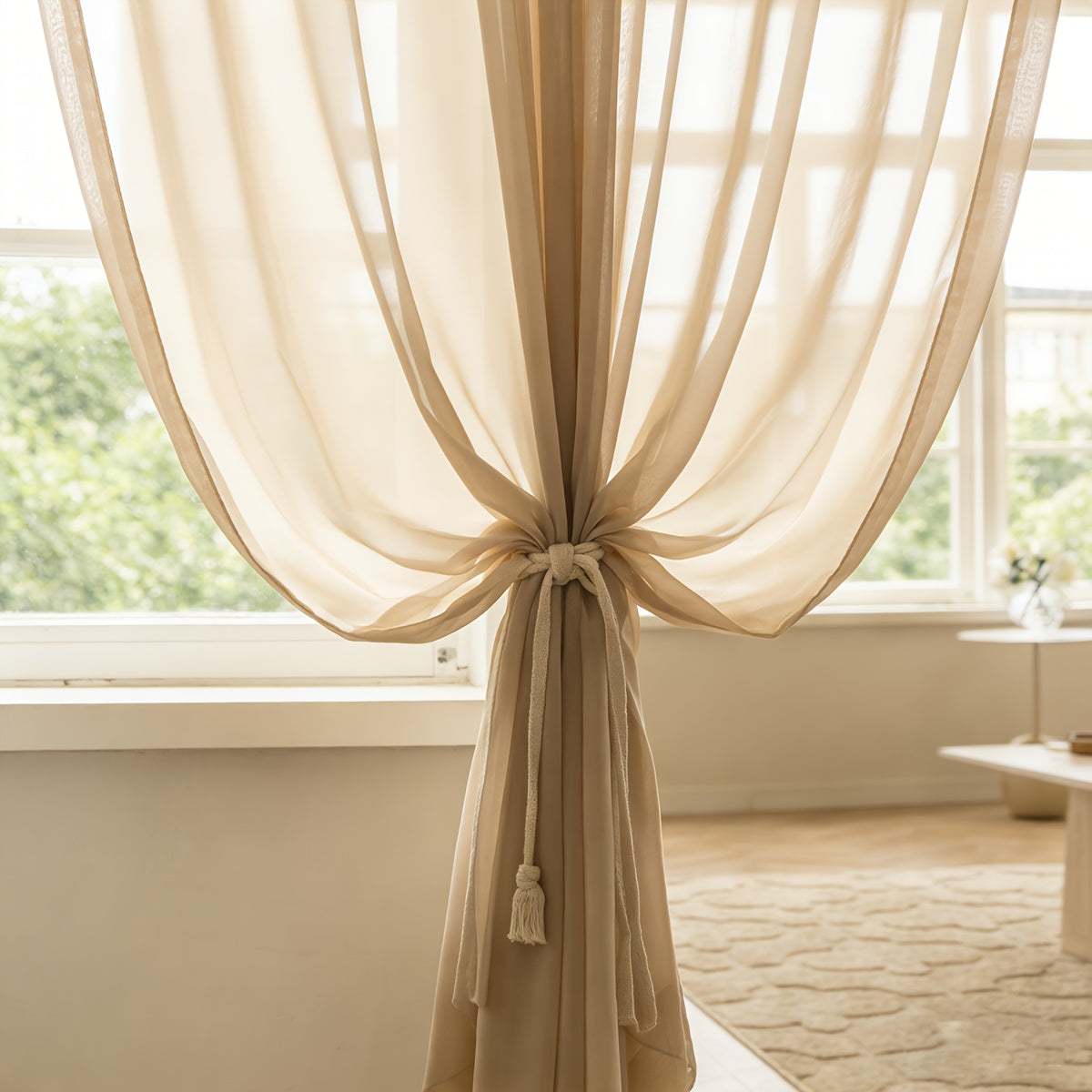 Voilage tamisant effet lin pour salon et chambre