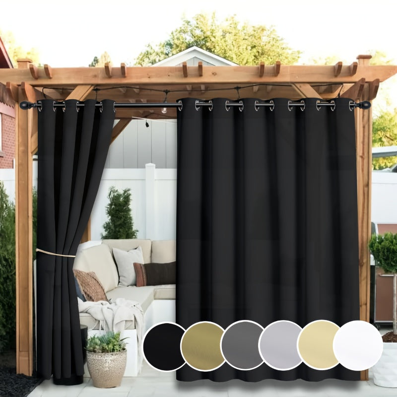 Rideaux extérieurs anti-UV et décoloration à œillets pour pergola (2 panneaux)