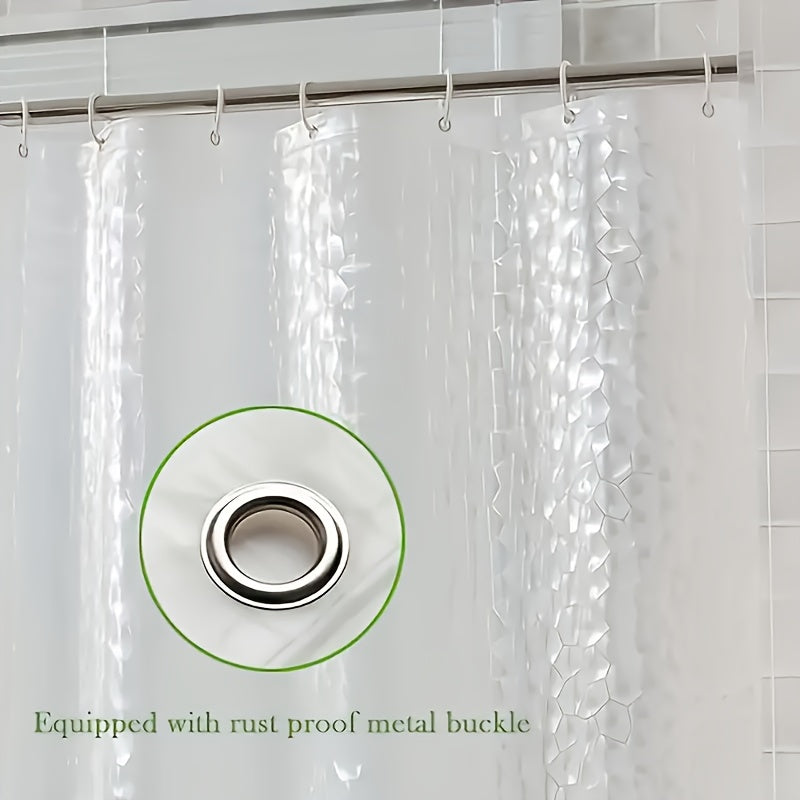 Rideau de douche en polyéthylène motif cubes d’eau semi-transparent