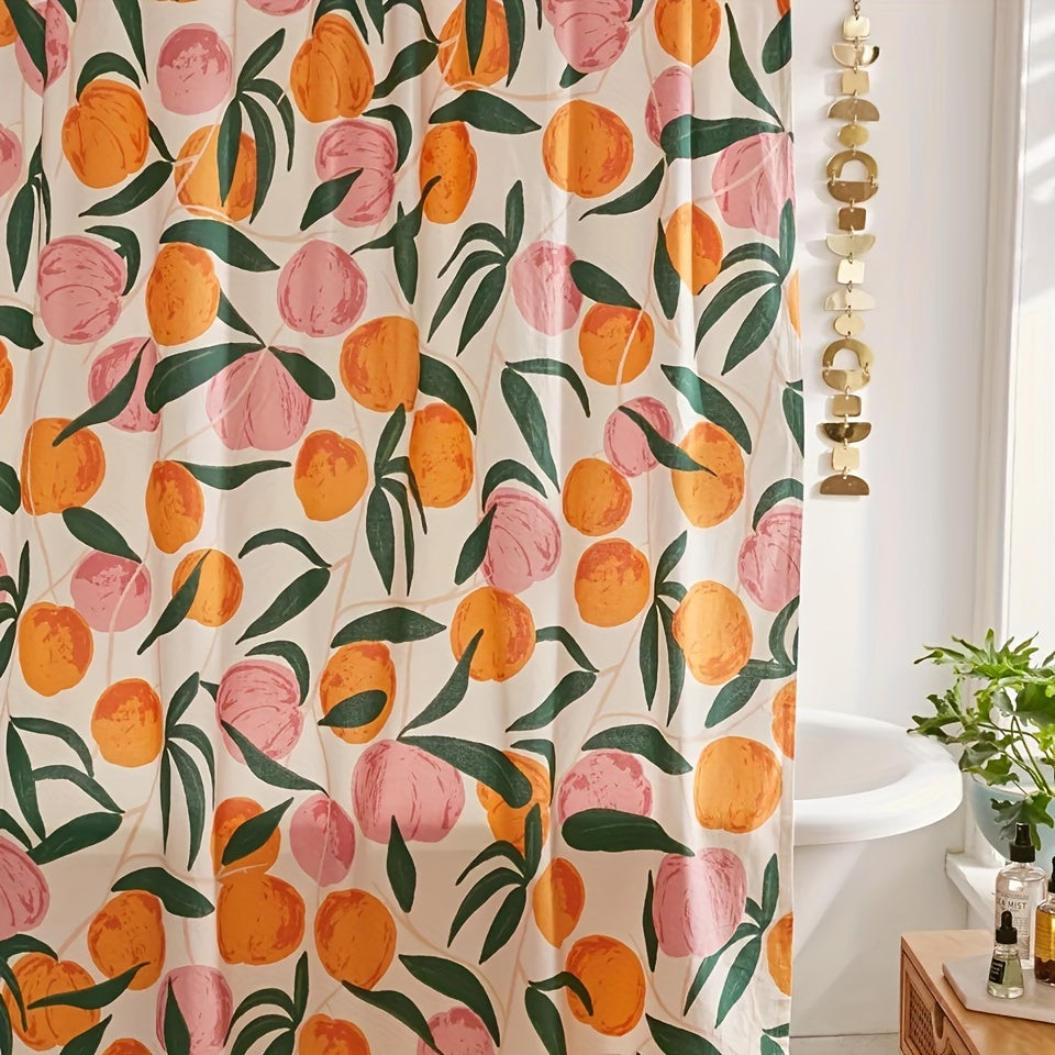 Rideau de douche en polyester imperméable motif pêches décoratif