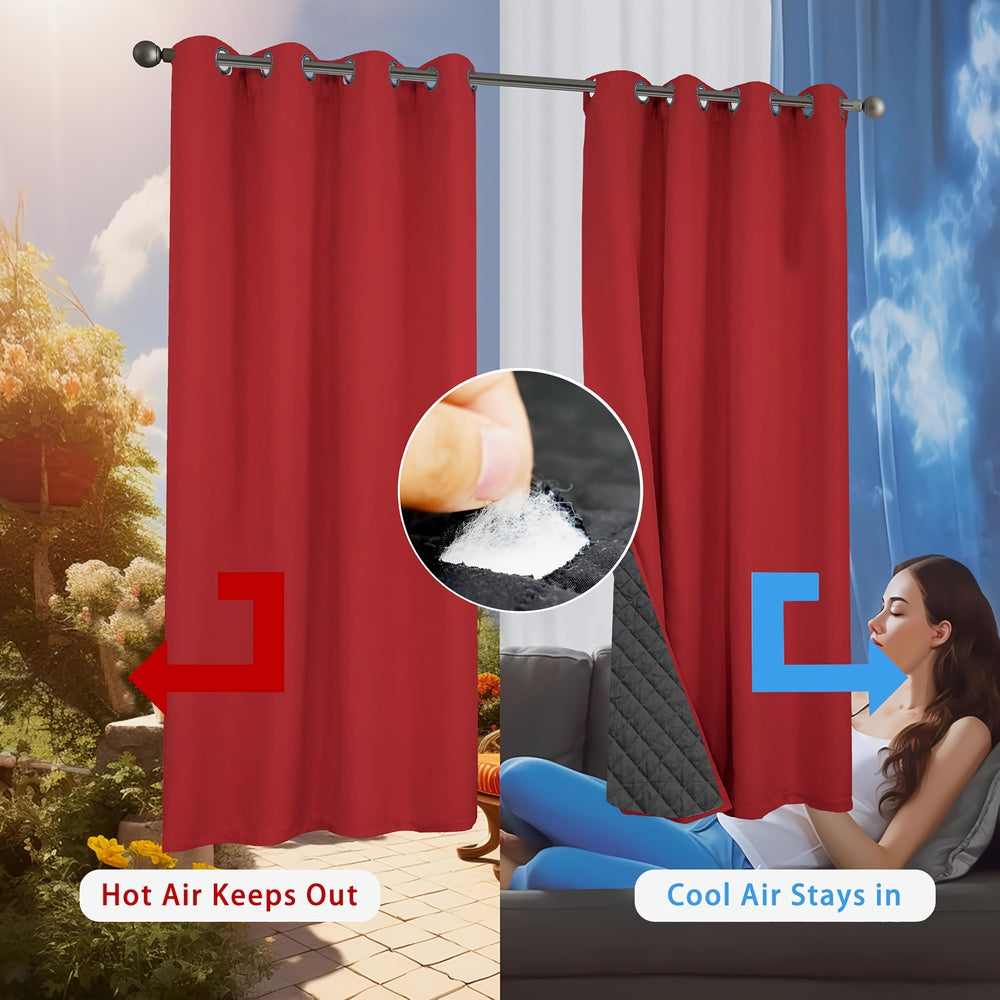 Rideaux occultants thermiques matelassés double couche – 2 panneaux
