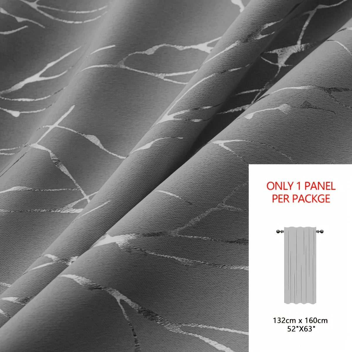 Rideau occultant à motifs branches dorées en polyester pour chambre