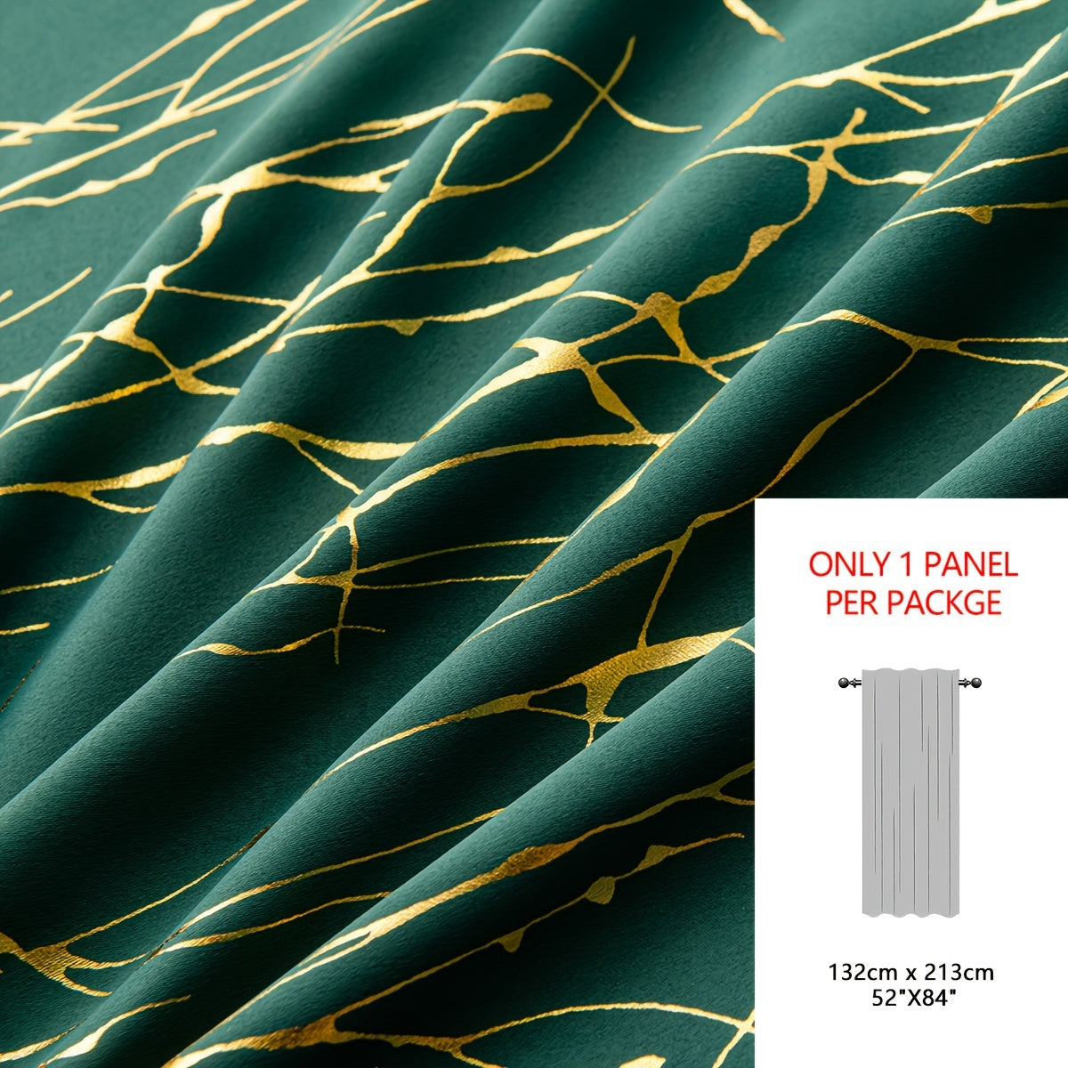 Rideau occultant à motifs branches dorées en polyester pour chambre