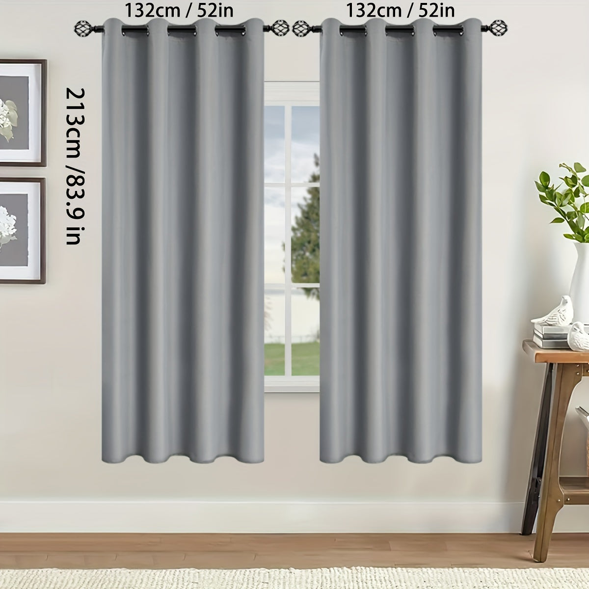Rideaux occultants thermiques avec œillets pour salon et chambre - 2 panneaux