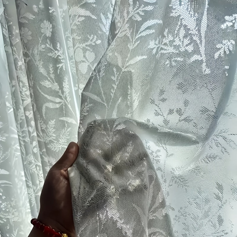 Rideaux en dentelle brodée style français semi-voilés (2 panneaux)