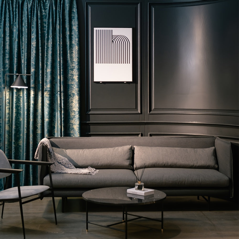 Rideau occultant velours embossé doré à œillets pour salon et chambre