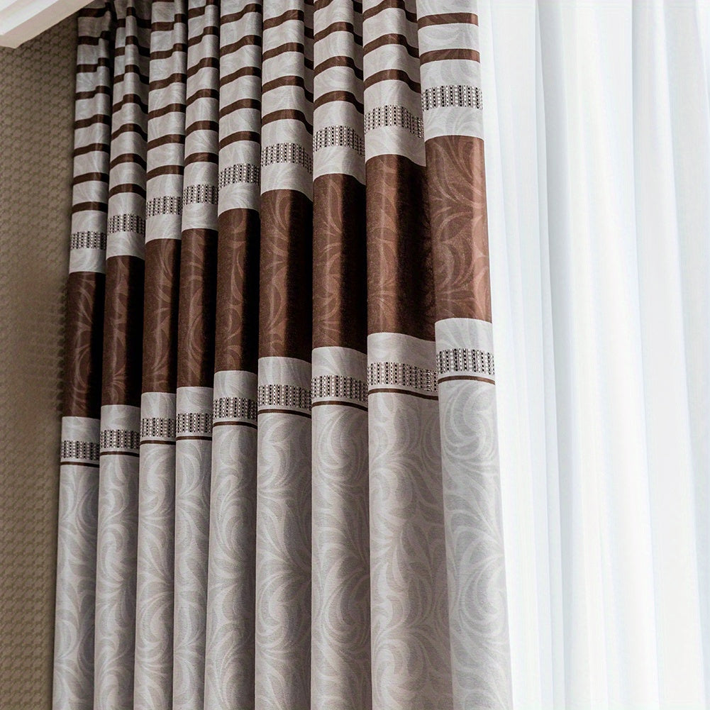 Rideau occultant jacquard vintage motif géométrique pour salon et chambre