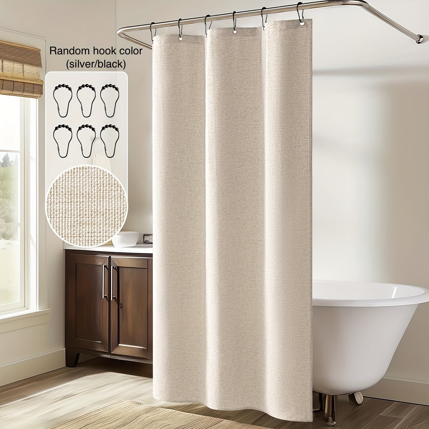 Rideau de douche épais en polyester jacquard avec œillets métalliques