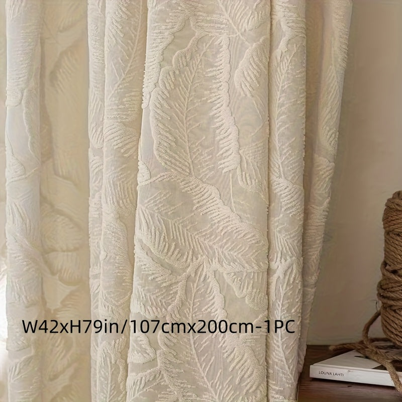 Rideau voilage velours beige brodé feuilles style rétro américain