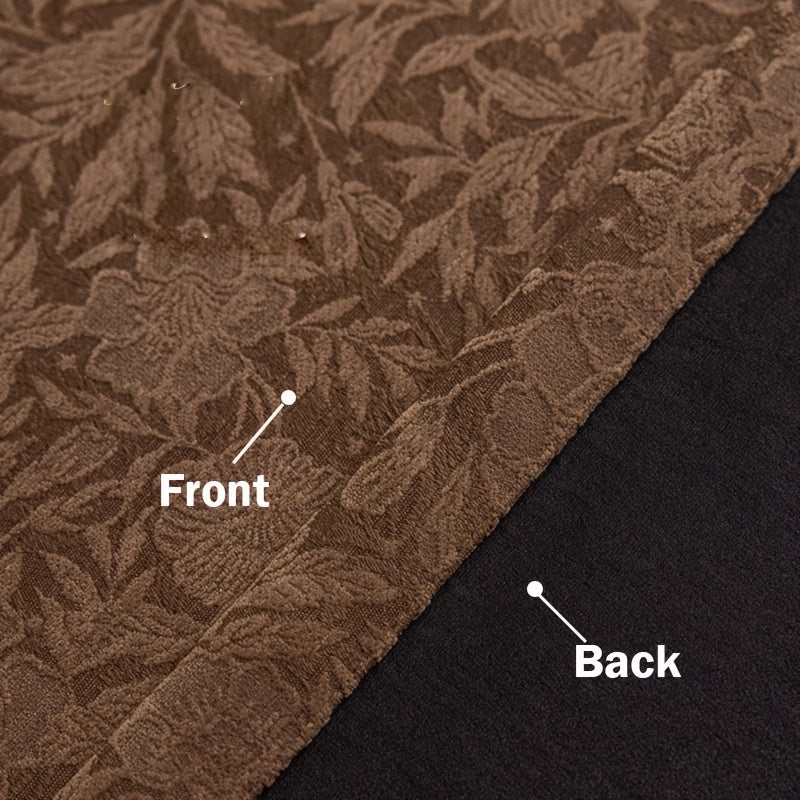 Rideau occultant jacquard chenille marron style vintage floral