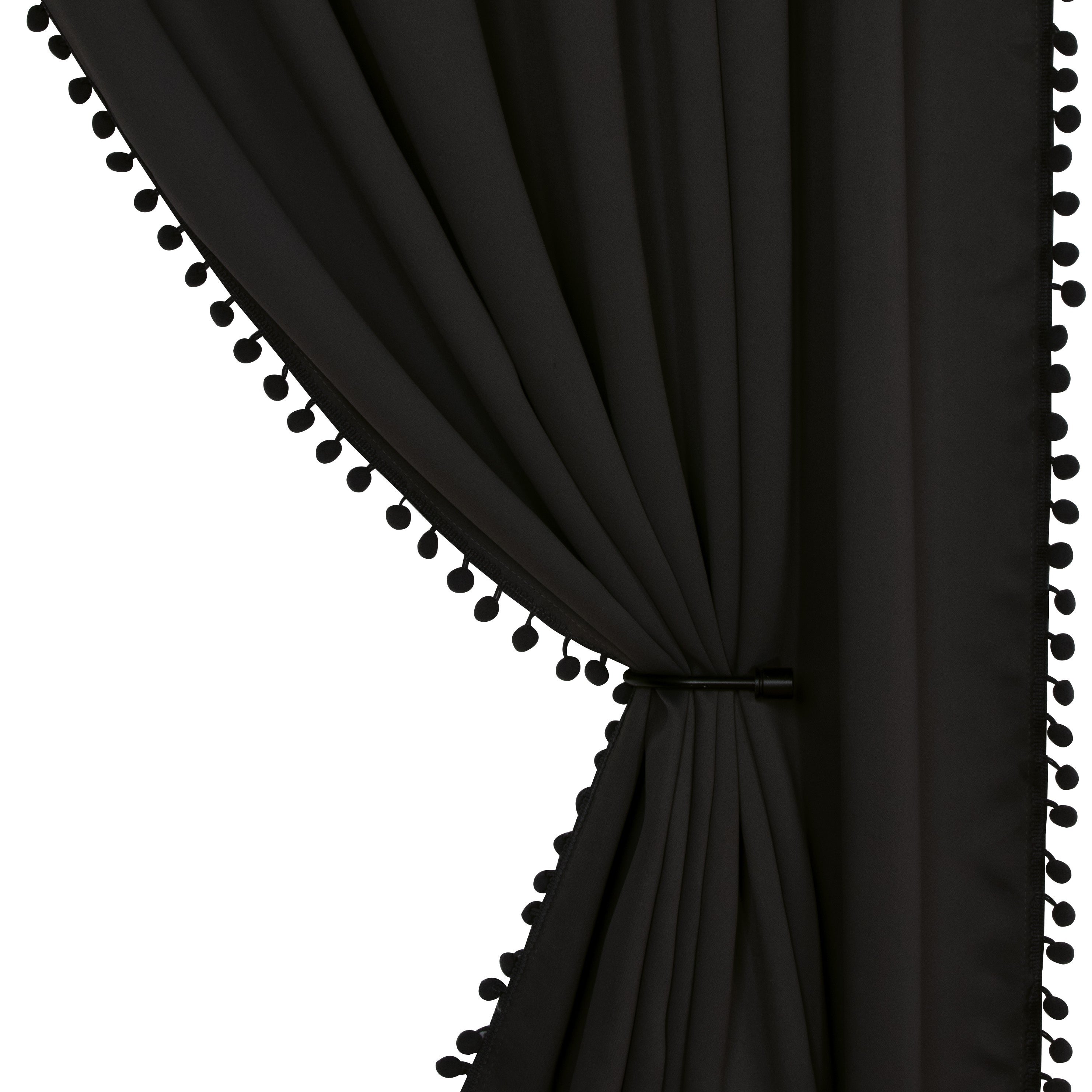 Rideau occultant thermique avec galon pompons pour salon et chambre