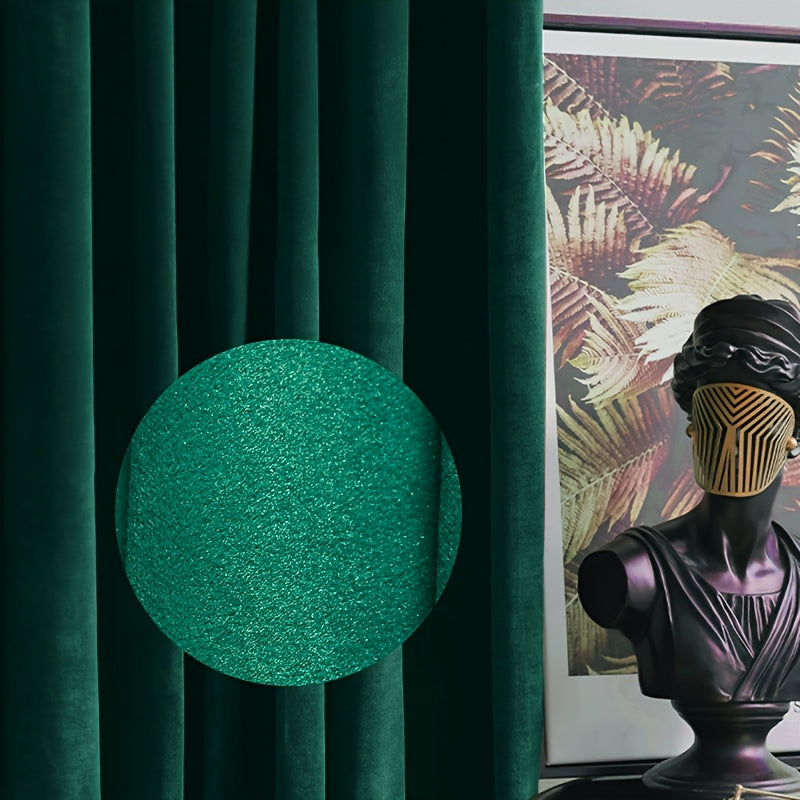 Rideaux velours tamisants unis en polyester avec œillets (2 panneaux)