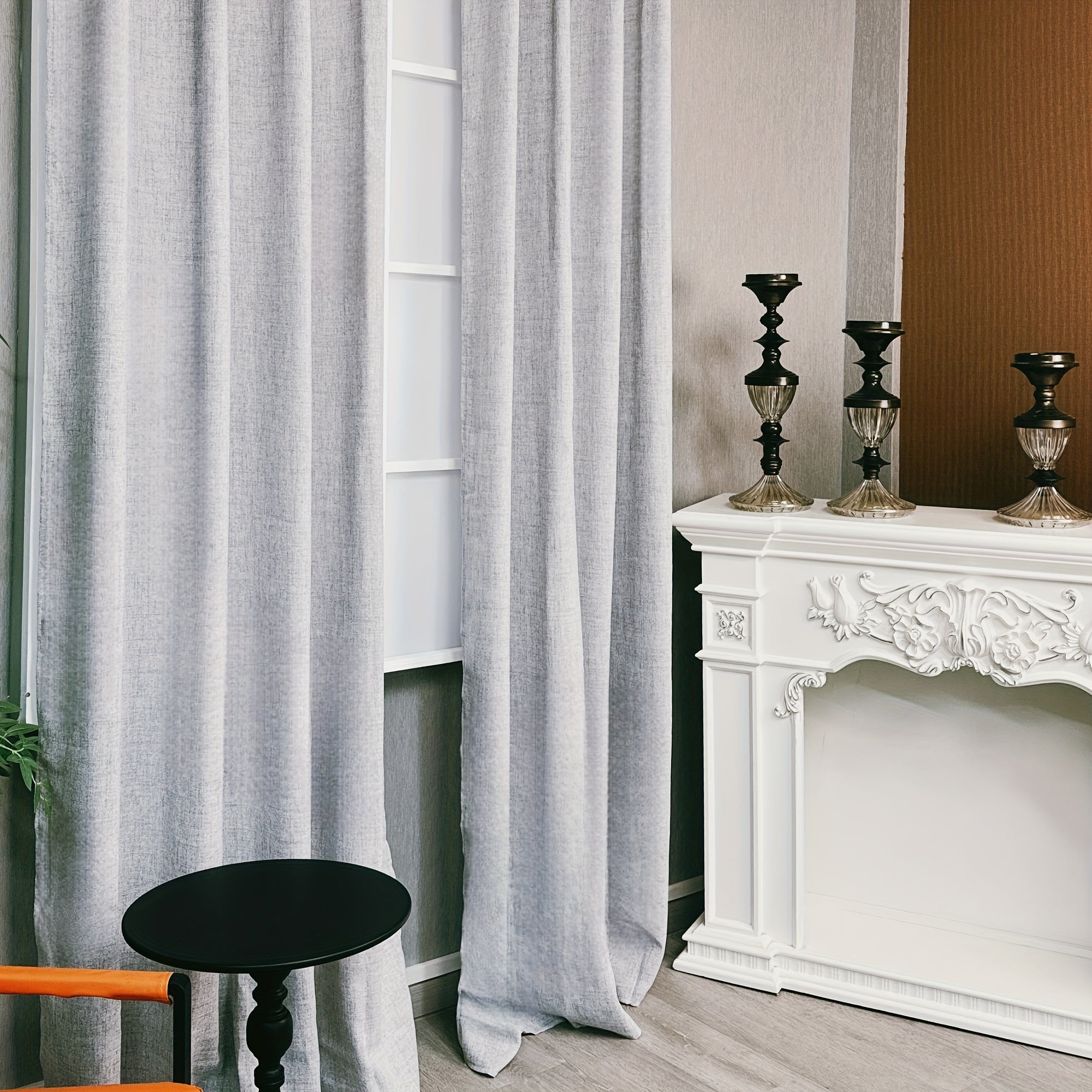 Rideau tamisant effet lin imitation chanvre pour salon et chambre (2 panneaux)