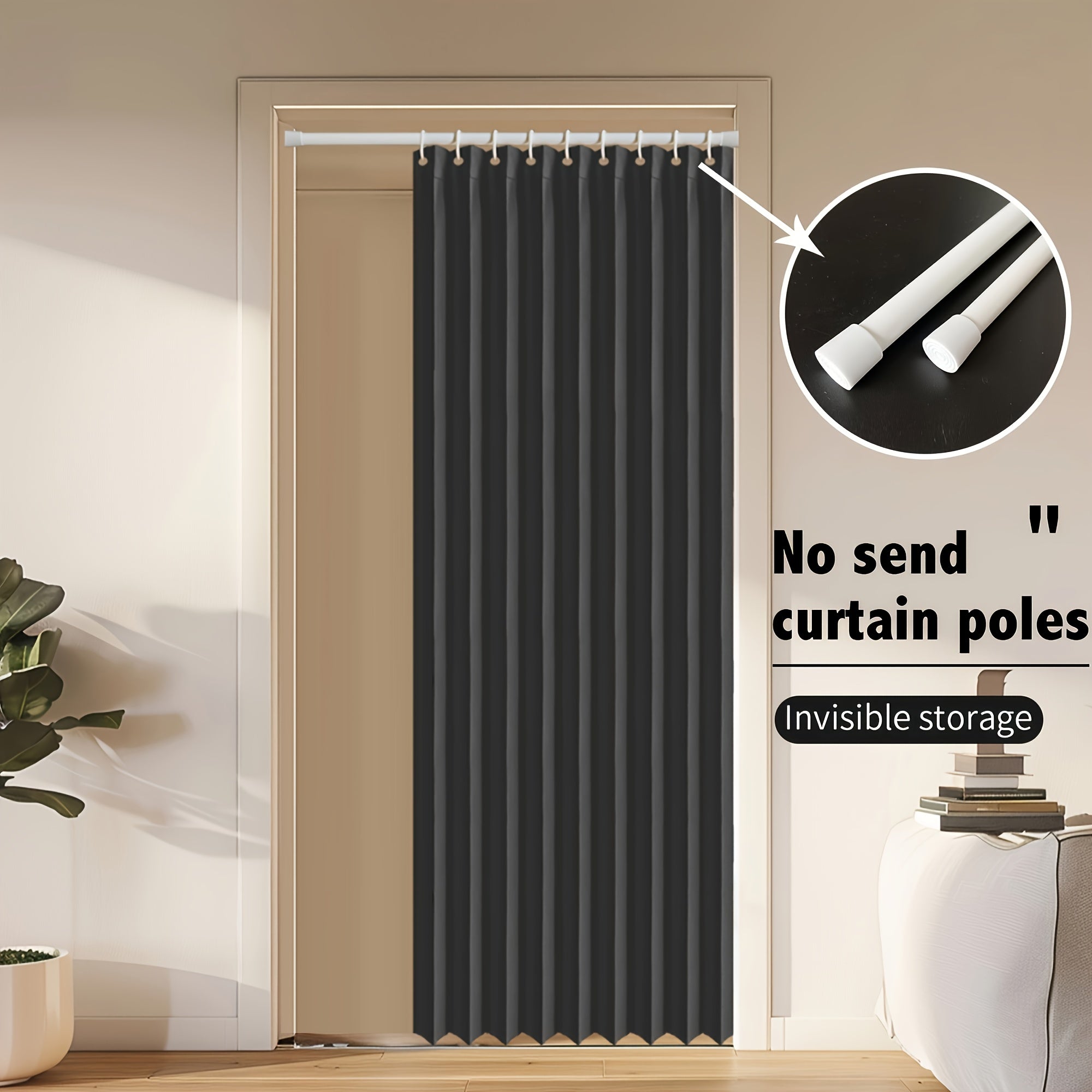 Rideau accordéon occultant en polyester imitation lin pour séparation de pièce