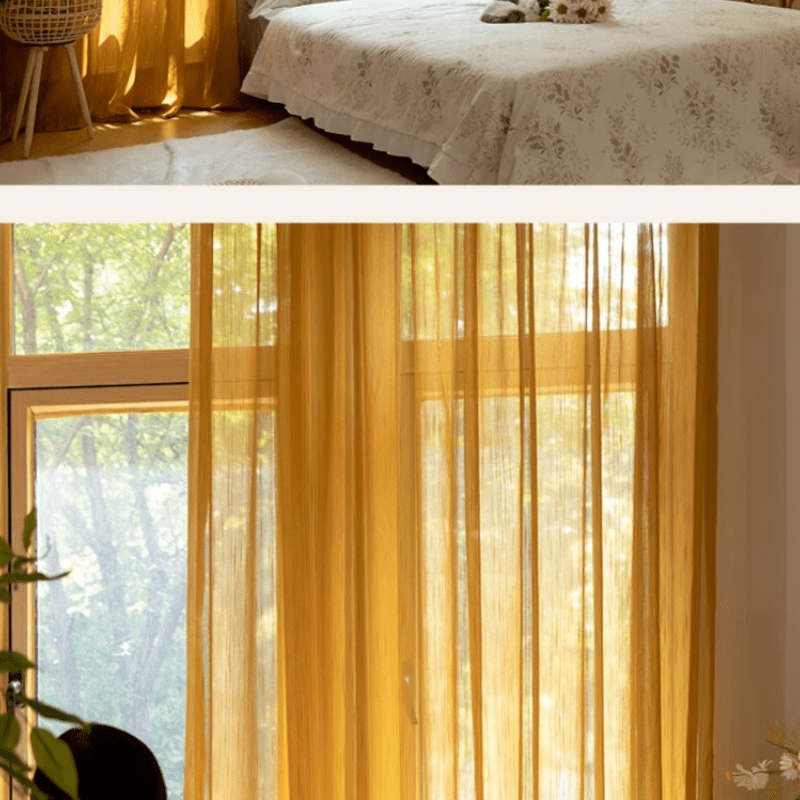 Rideau voilage orange effet coucher de soleil tamisant zen