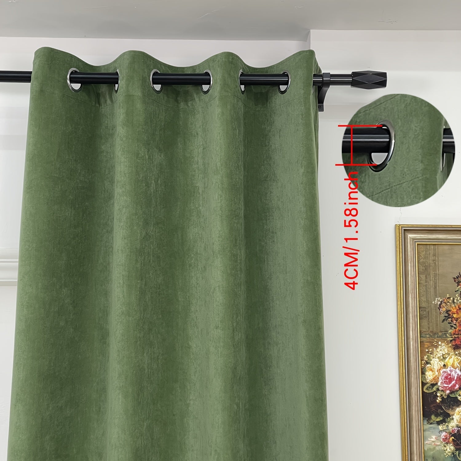 Rideaux velours vert clair tamisants pour salon et chambre (2 panneaux)