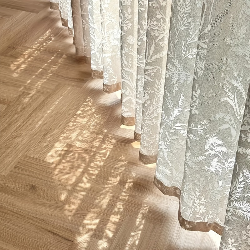 Rideaux en dentelle brodée style français semi-voilés (2 panneaux)
