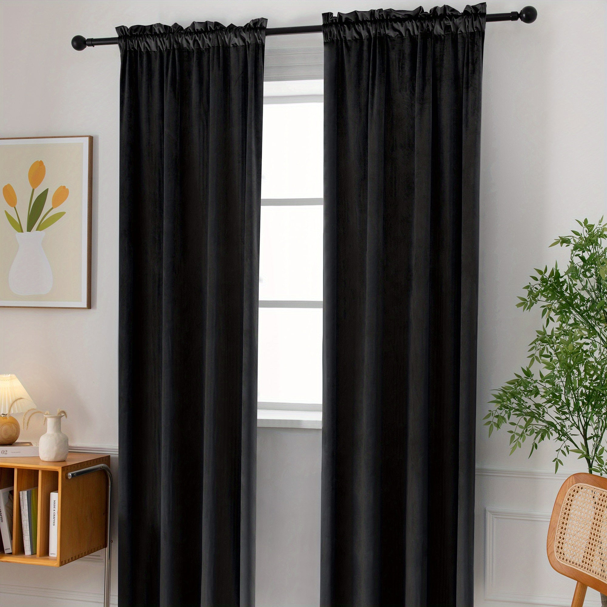 Rideau velours thermique et tamisant en polyester pour chambre et salon
