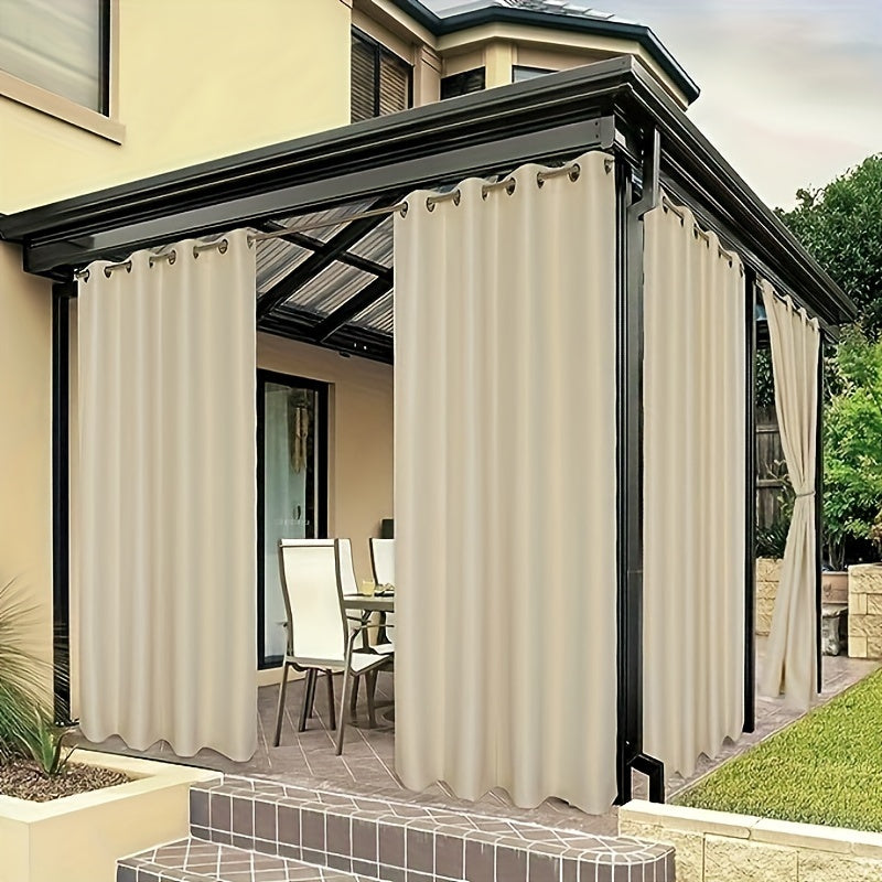 Rideaux extérieurs tamisants à œillets crème pour pergola (2 panneaux)