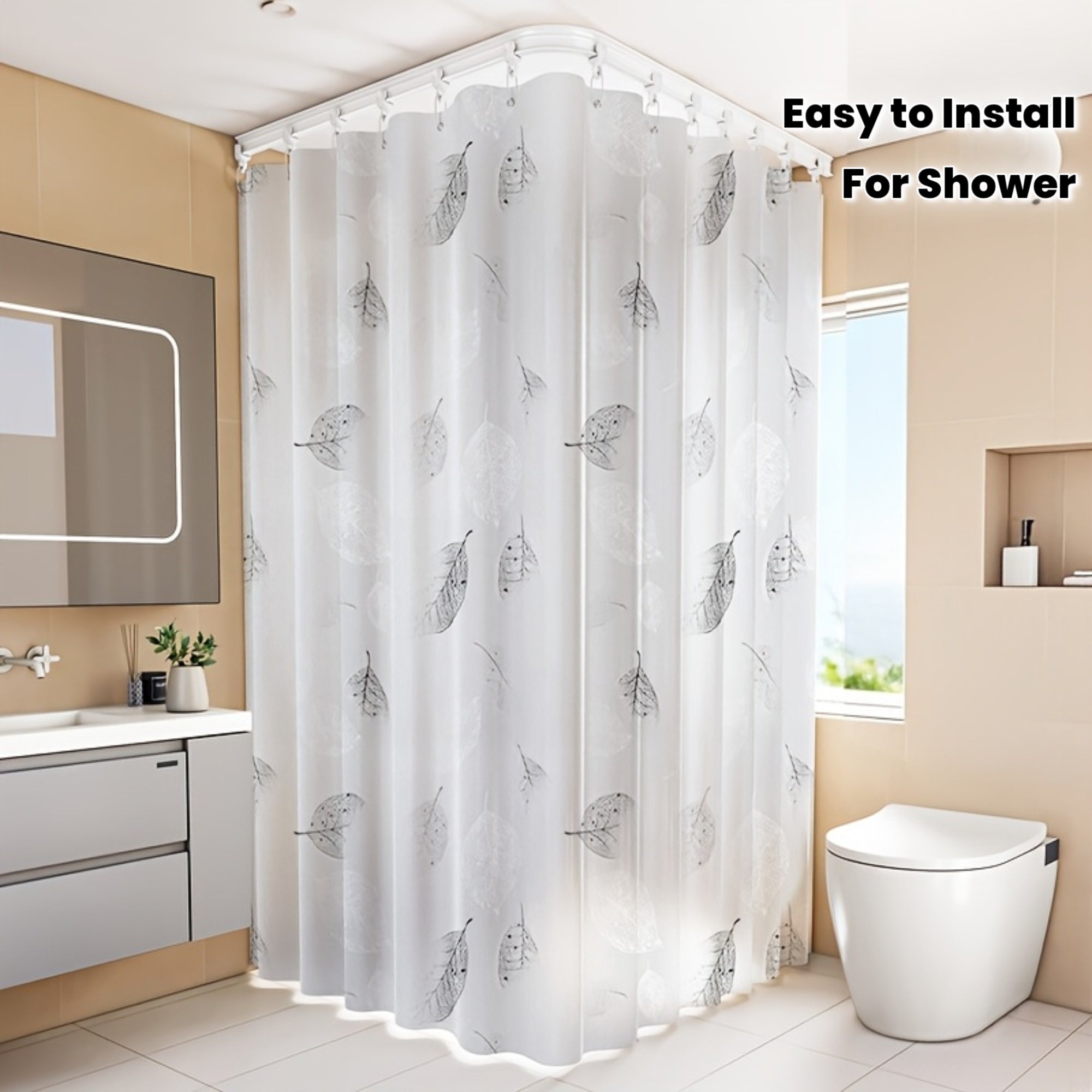 Rideau de douche PVC à motif semi-transparent moderne