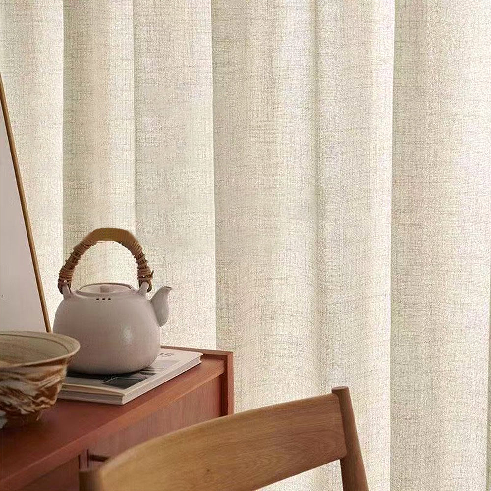 Rideaux japonais semi-transparents effet lin – lot de 2 pour salon et chambre