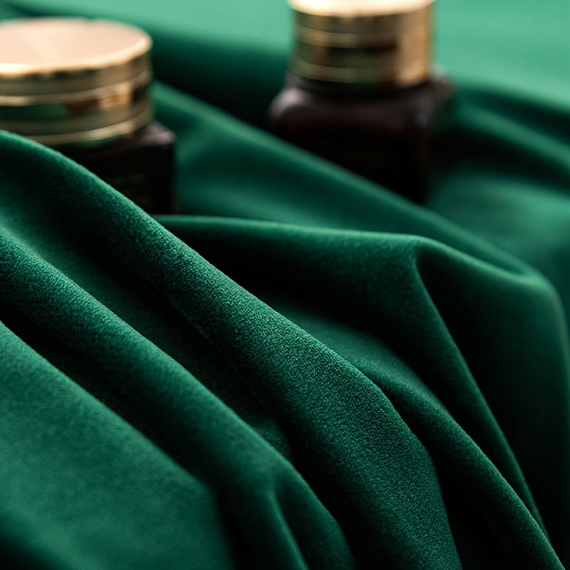 Rideaux en velours vert foncé tamisants en polyester (2 panneaux)