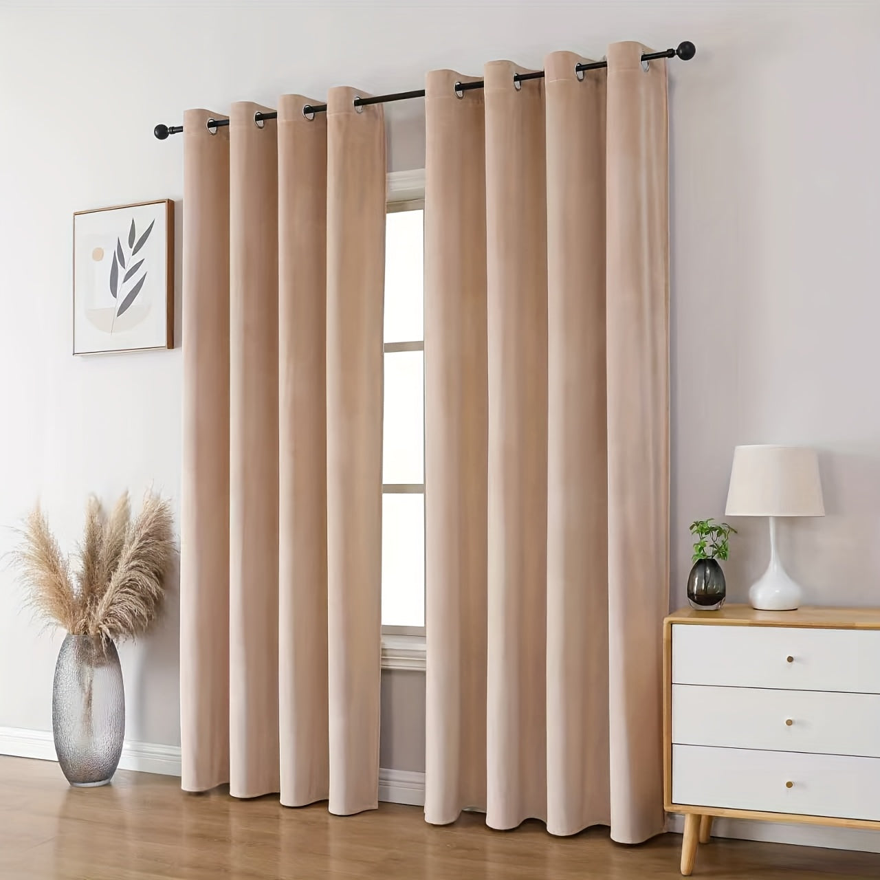 Rideaux occultants velours thermiques pour chambre et salon (2 panneaux)