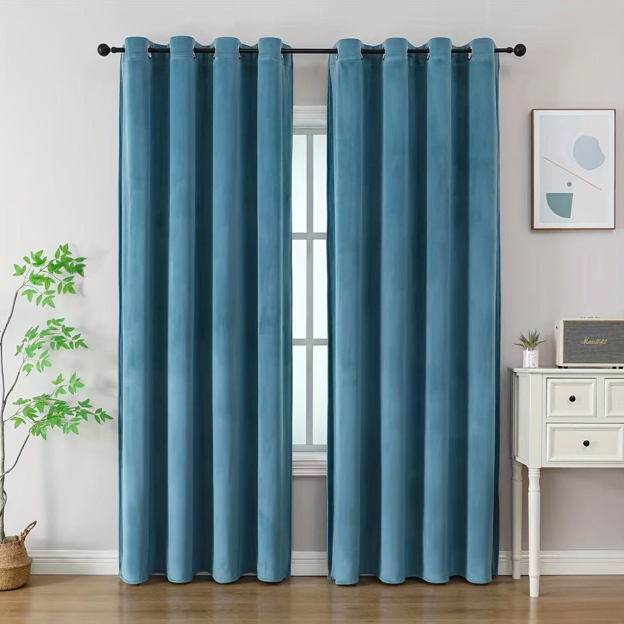 Rideaux occultants velours thermiques pour chambre et salon (2 panneaux)