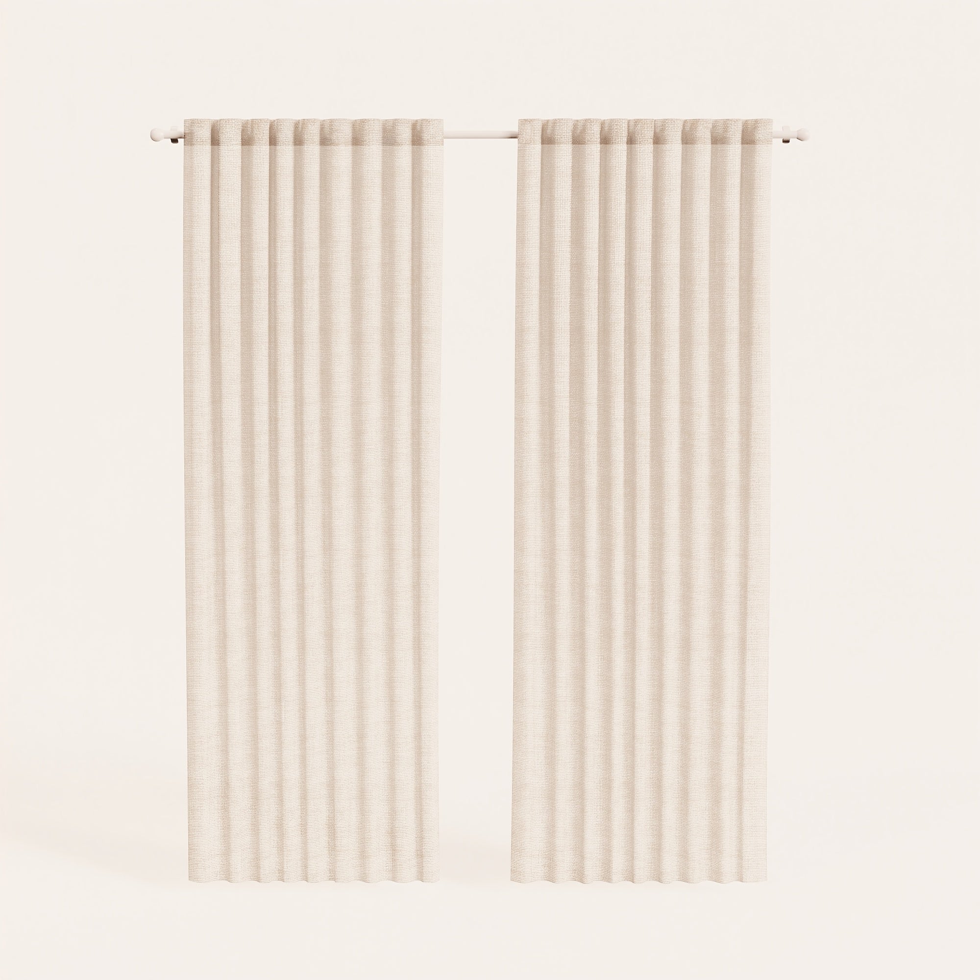 Rideau tamisant effet lin imitation chanvre pour salon et chambre (2 panneaux)