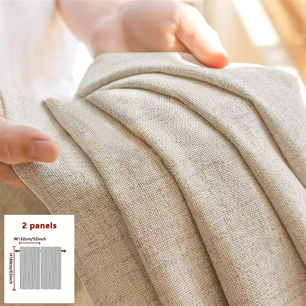 Rideaux japonais semi-transparents effet lin – lot de 2 pour salon et chambre