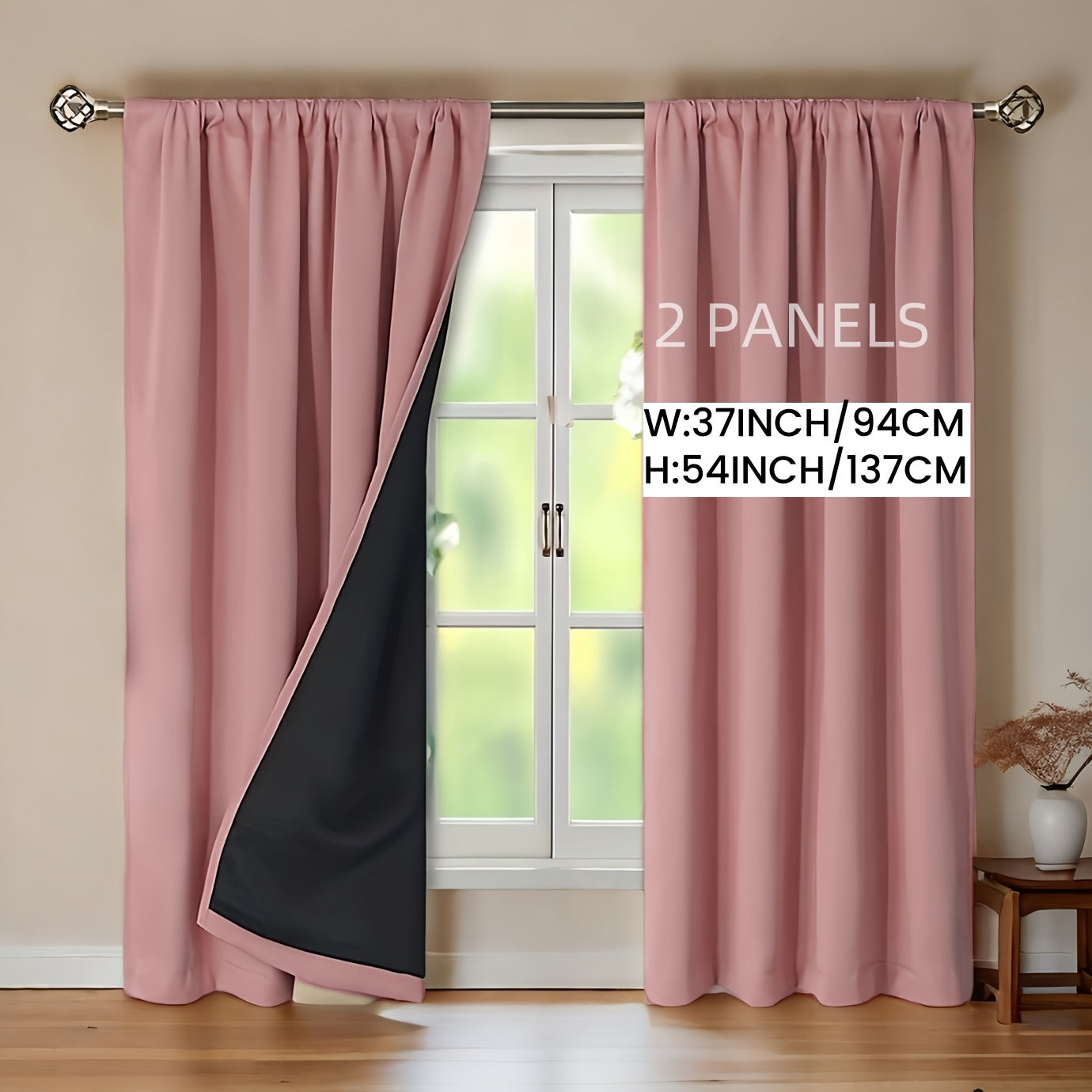 Rideaux occultants 100 % blackout à passe-tringle – lot de 2 panneaux pour chambre et salon
