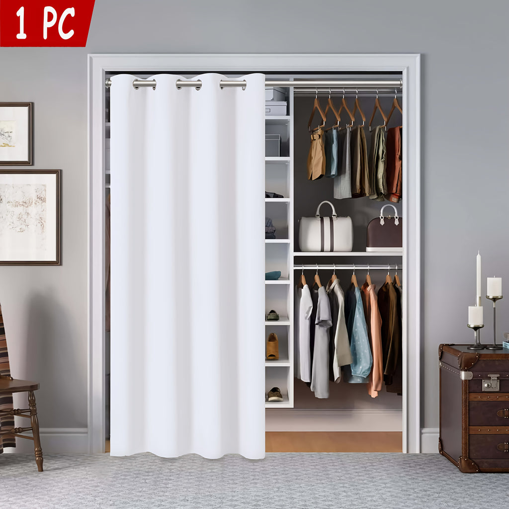 Rideau occultant thermique pour porte et placard en polyester à œillet, blanc