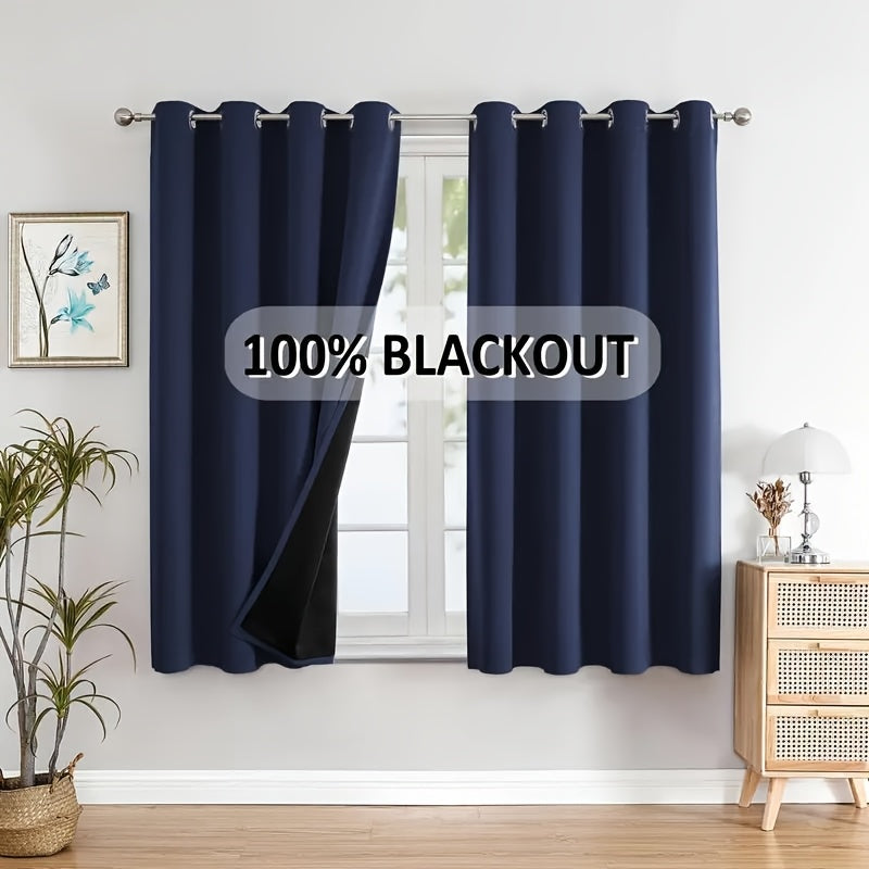 Rideaux occultants 100 % blackout à œillets, bleu