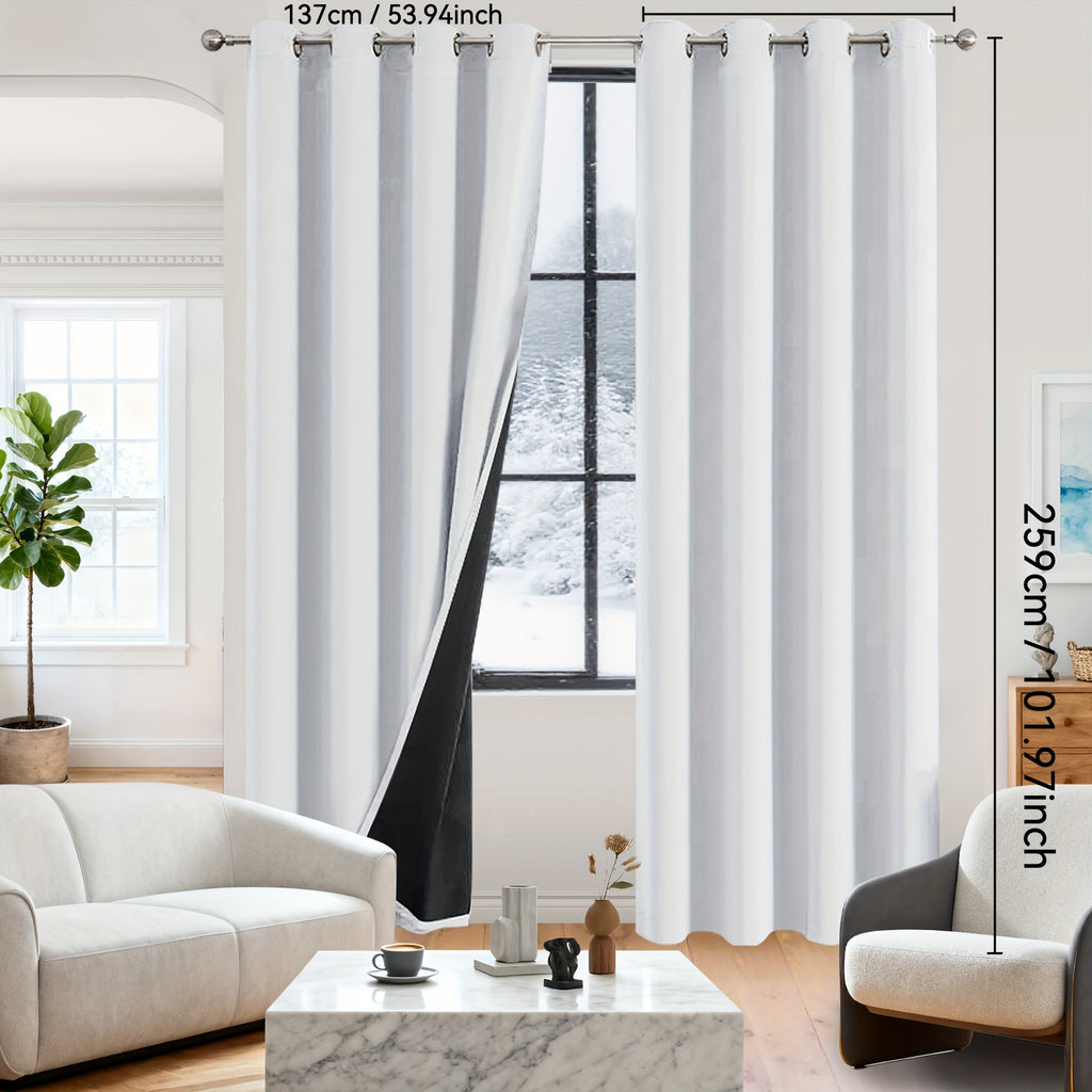 Rideaux occultants 100% blackout en polyester thermique (2 panneaux), blanc