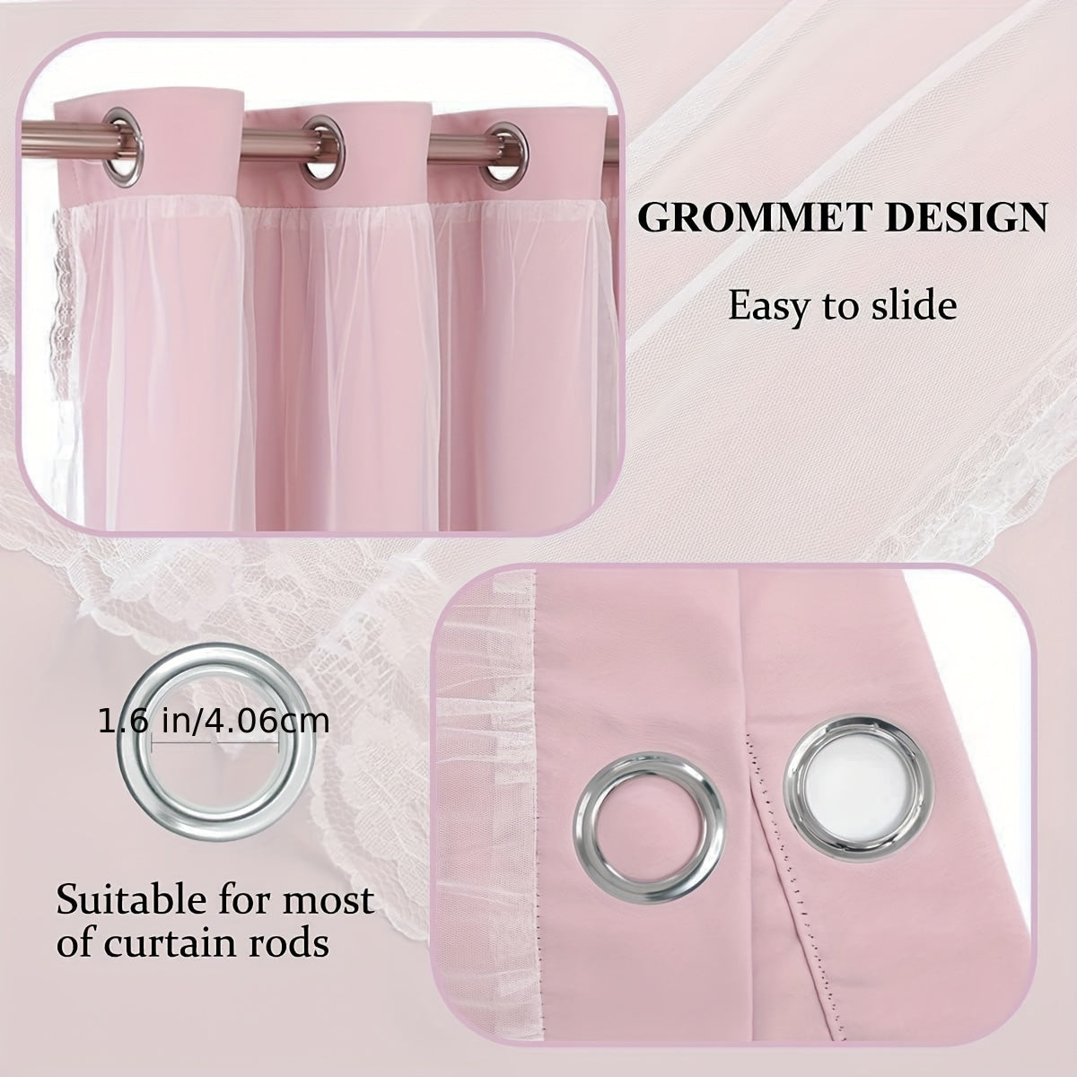 Rideaux occultants double couche unis avec voilage intégré (2 panneaux)