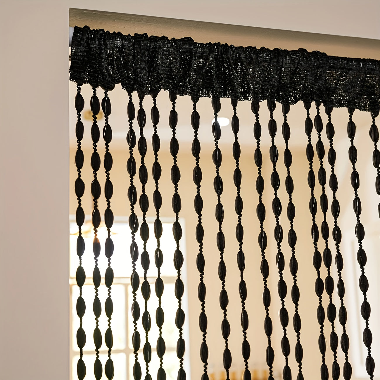 Rideau de porte bohème en perles polyester ajouré style séparation décorative