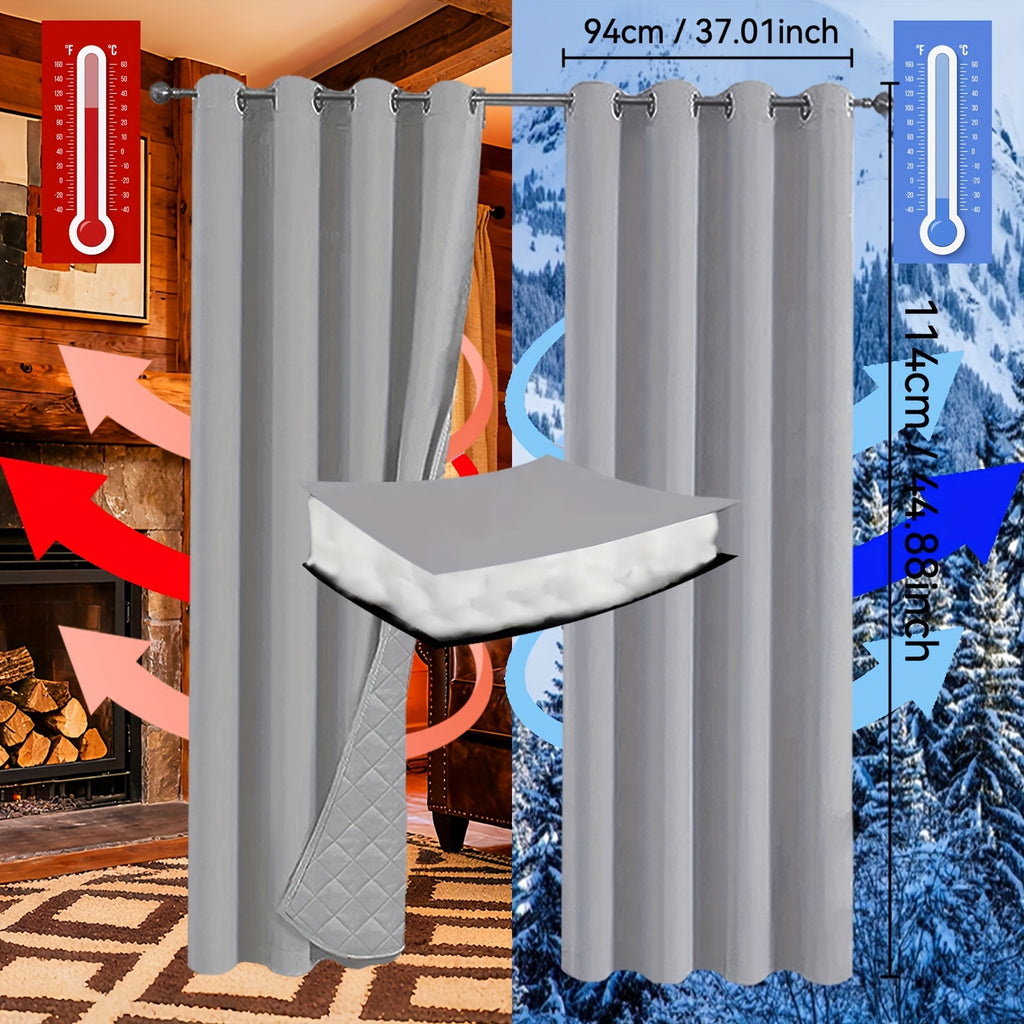 Rideaux occultants thermiques épais à œillets isolants (2 panneaux), gris clair