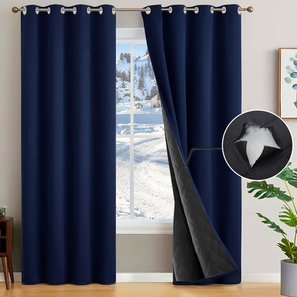 Rideau thermique occultant épais hiver coupe-vent à œillets, largeur 100 à 139 cm