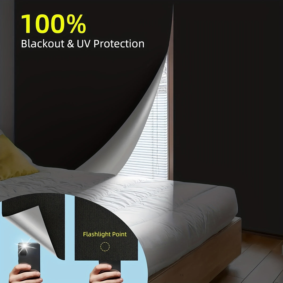 Rideau occultant blackout amovible noir pour fenêtre et porte, largeur moins de 100 cm