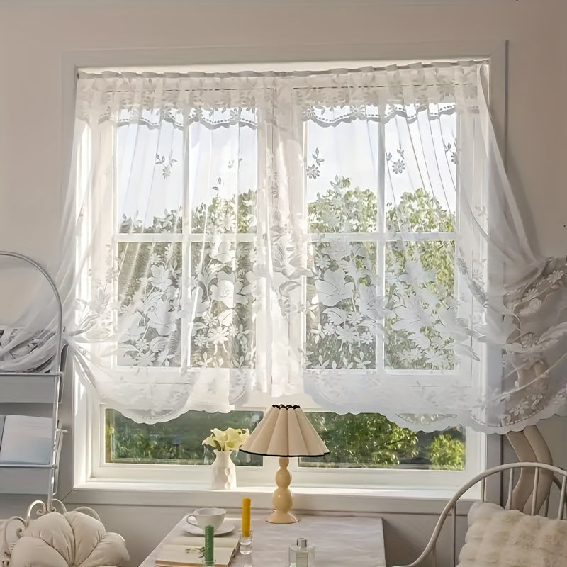 Rideau voilage dentelle blanche style romantique pour fenêtre et arche