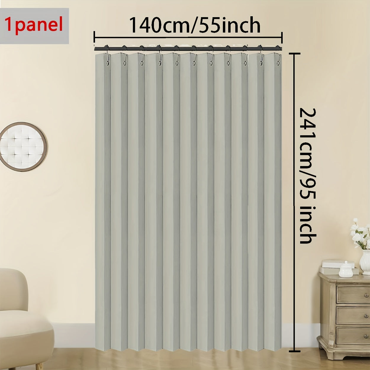 Rideau accordéon occultant en tissu Oxford pour séparation et intimité