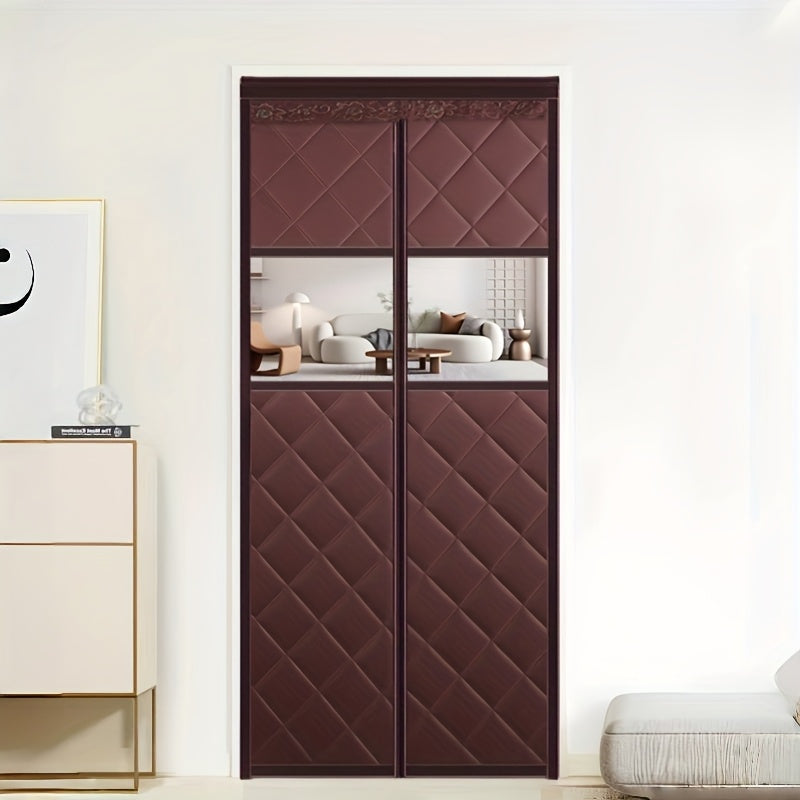 Rideau de porte isolant thermique matelassé avec fenêtre transparente , largeur moins de 100 cm